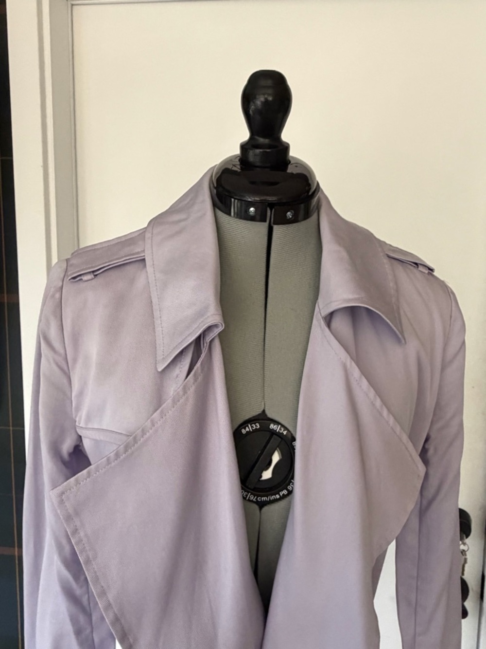 Badgley Mischka Lightweight Long Trench, Lavender, XXS, EUC - Picture 3 of 10